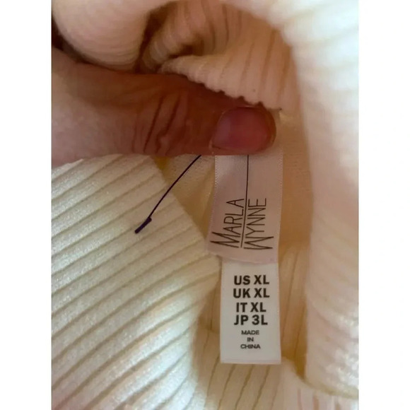 MarlaWynne Cream Ribbed Trim Turtleneck Doleman Sweater Size XL - Picture 5 of 11